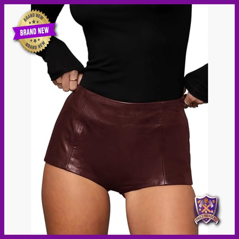 Faux Leather Low-Rise Mini Shorts, Skinny Fit, Casual Wear